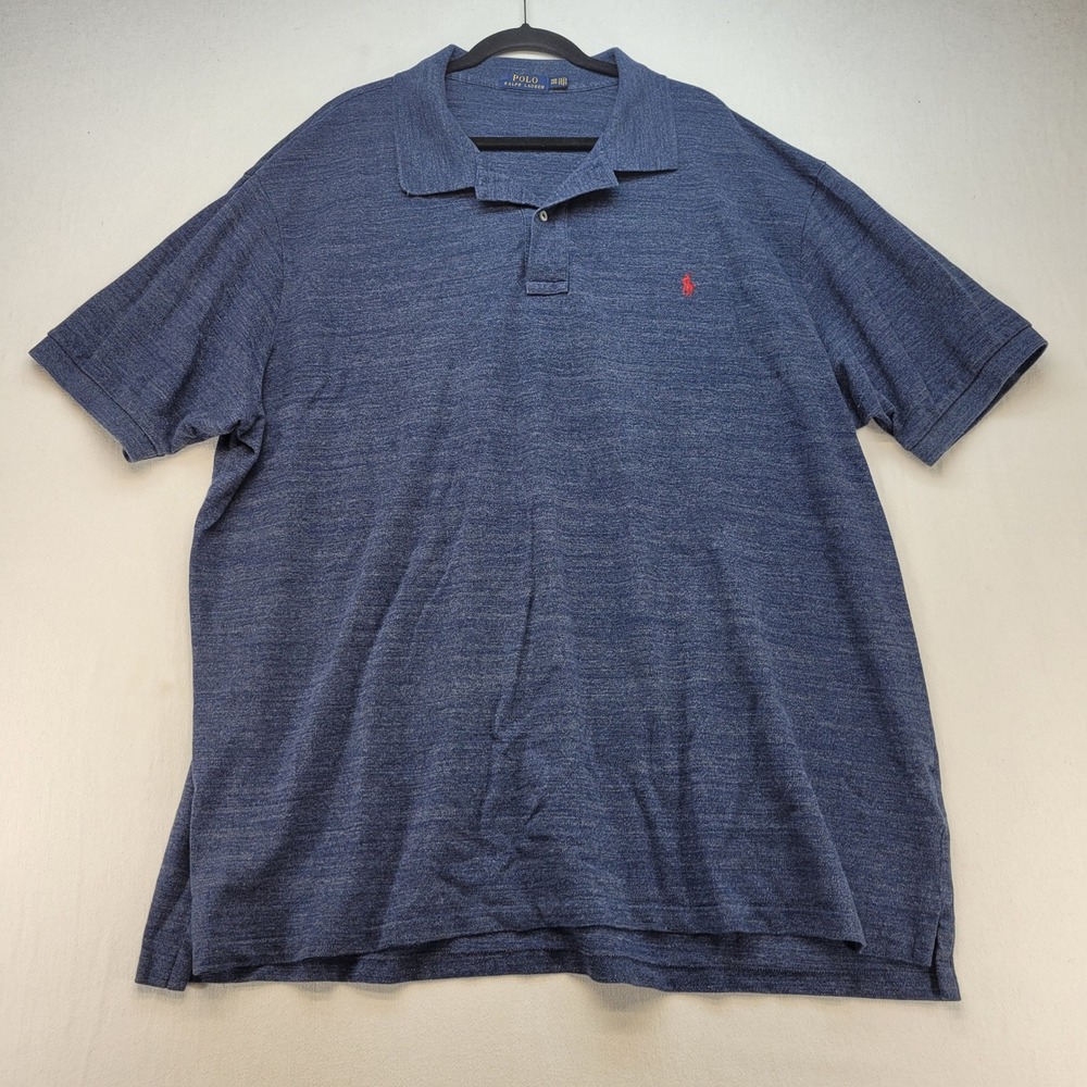 Polo Ralph Lauren Polo Shirt Mens 4XB Blue Heathered Short Sleeve Pony Logo